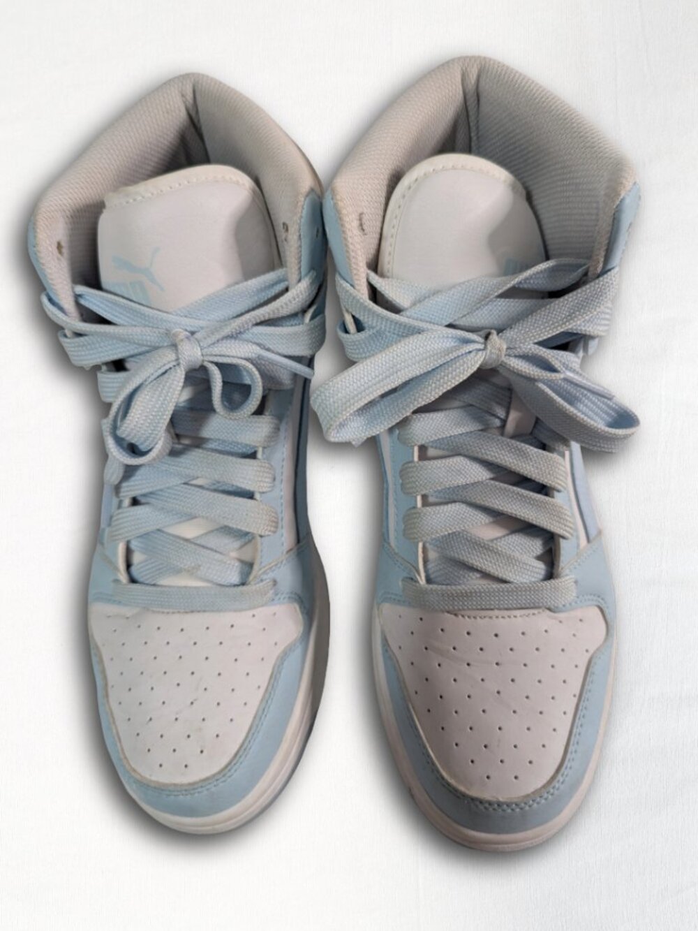 Puma Rebound LayUp Mid Womens Size 9.5 Light Blue White Sneakers 394891-46